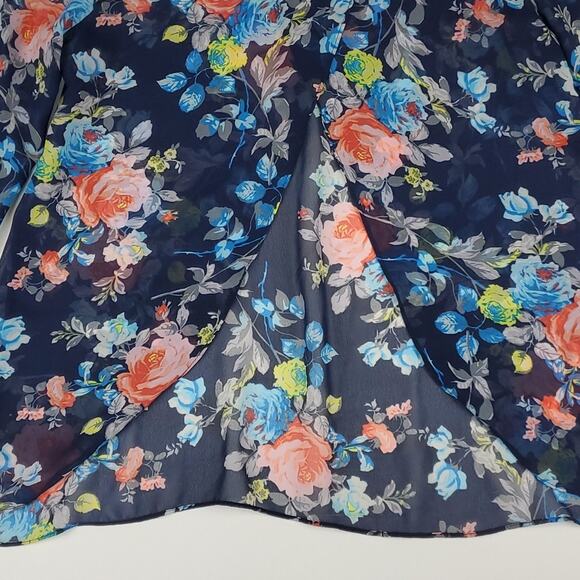 Rue21 Sheer Floral Blouse Shirt Crochet Knit 3/4 Sleeve Cuff Open Layer Back - Picture 5 of 5